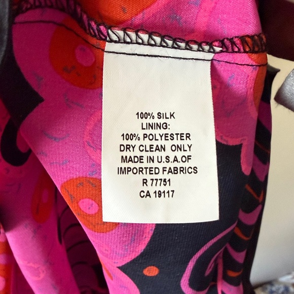 Vintage Betsey Johnson Silk Wrap Dress Size 6 Colorful Pink Black Orange Floral - Picture 8 of 8